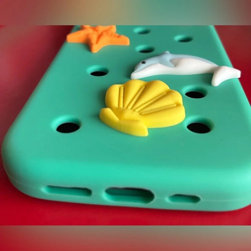iPhone Case Fit 13, 14, 15. Sea Life Teal iPhone Case